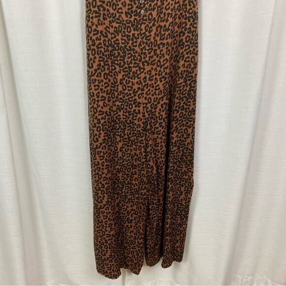 American Eagle Brown Leopard Print Wide Leg Cropped Jumpsuit Sz.M NWT - Picture 6 of 15